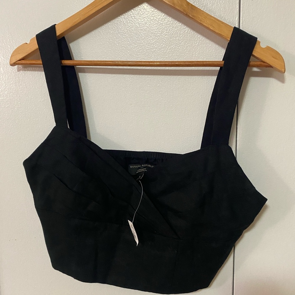 NWT Linen-Blend Banana Republic Crossover Bustier Tank - Picture 3 of 7